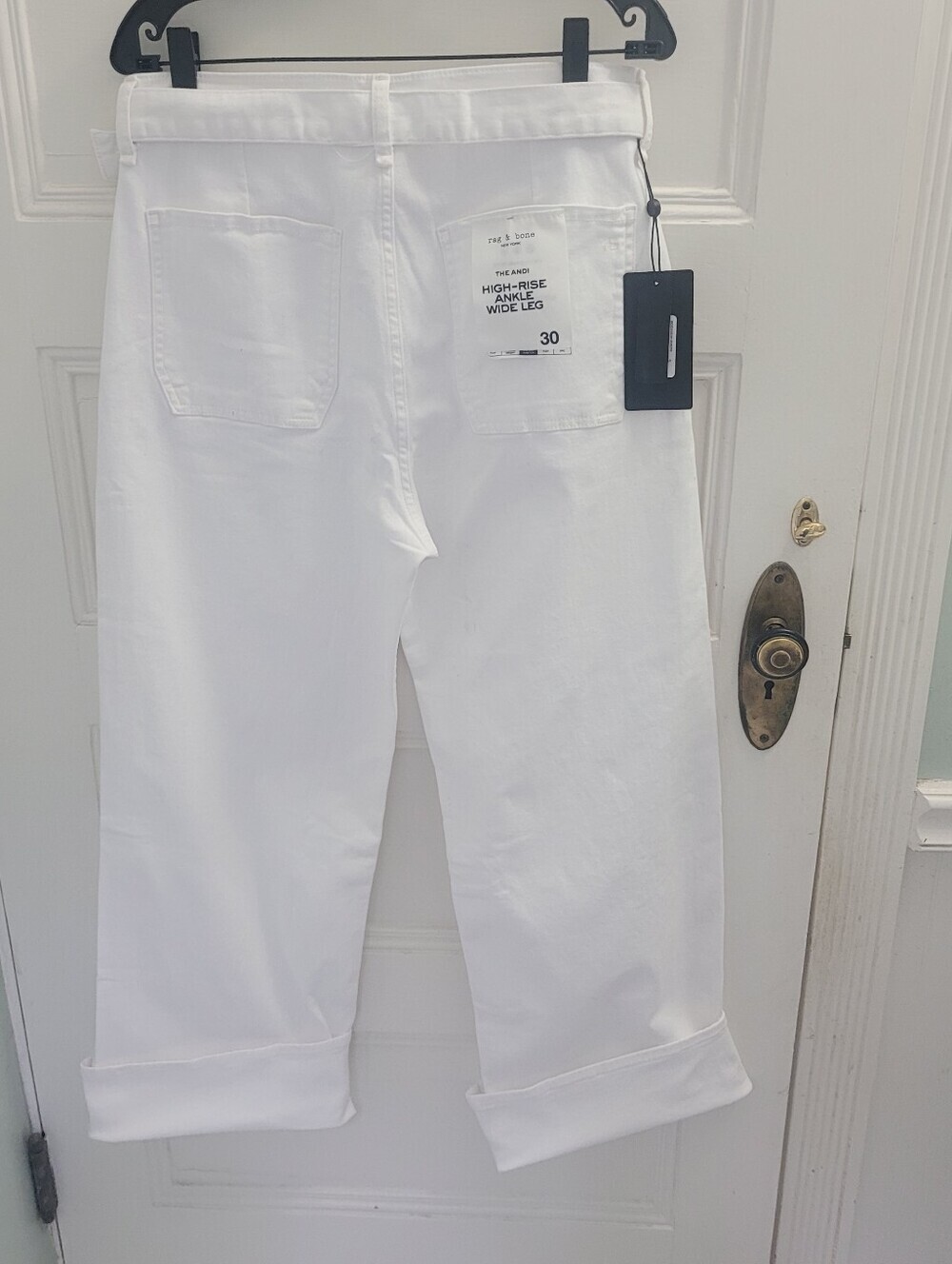 NWT Rag & Bone The Andi Belted High Rise Ankle Wide Leg Jeans Optic White Sz 30 - Picture 13 of 13